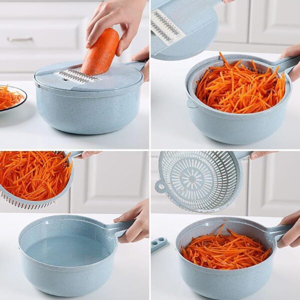 8-in-1 Mandoline Slicer – Vegetable Cutter, Peeler, Grater & Strainer - Image 7