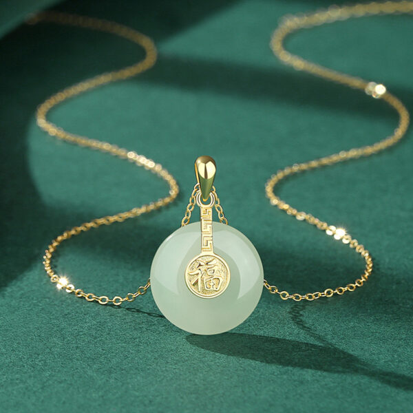 New Nafu Peace Button & Field Jade Necklace – Retro Chinese Fu Collarbone Chain - Image 3
