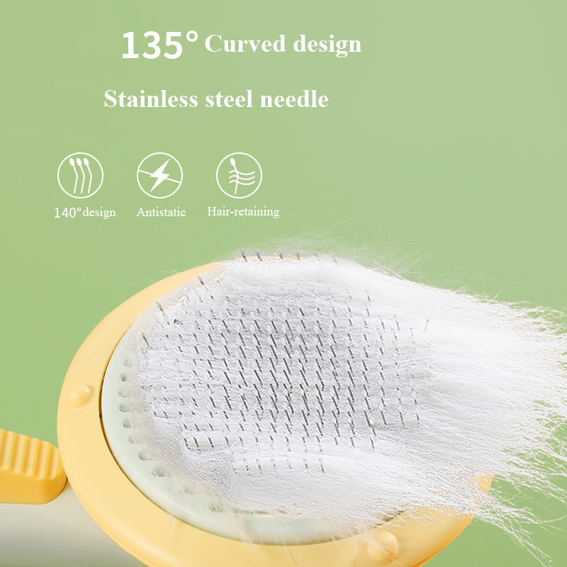 New Pet Cat Brush – Handheld Self-Cleaning Steel Comb for Hair Removal - Image 6