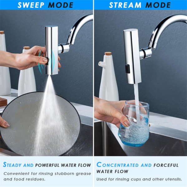 Waterfall Kitchen Faucet Nozzle – Universal Rotating, Splash-Proof & Multifunctional Extension - Image 4