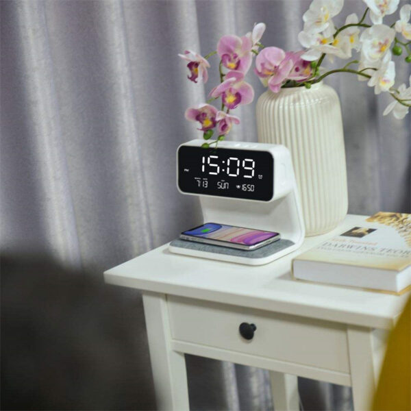 Creative 3-in-1 Bedside Lamp – Wireless Charging, LCD Alarm Clock & Phone Charger - Image 7
