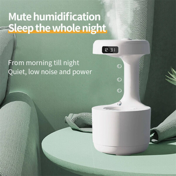 Bedroom Anti-Gravity Humidifier – Clock, Quiet Water Drop Aroma Diffuser & Large Capacity - Image 3