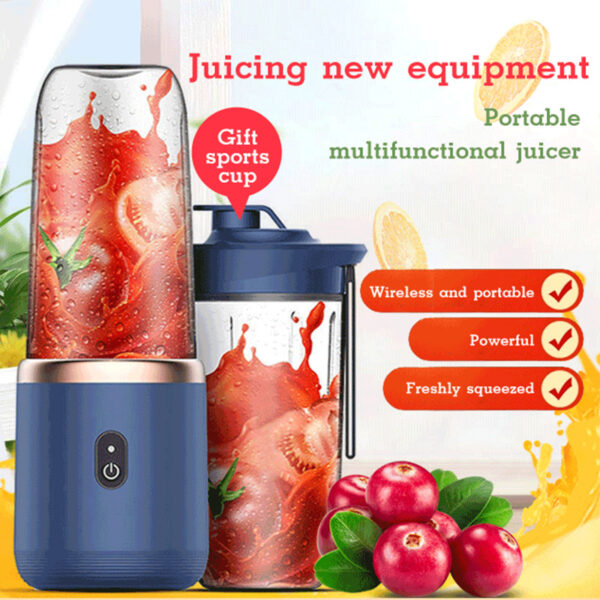 6-Blade Portable Blender – Mini Juicer Cup, USB Smoothie Mixer & Ice Crusher