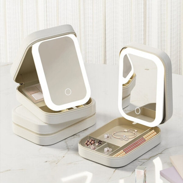 Makeup Organizer with LED Touch Light – Sleek & Functional