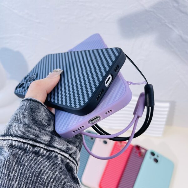 Rubik's Cube Carbon Fiber Ribbon Lanyard Phone Case Protective Case - Image 10