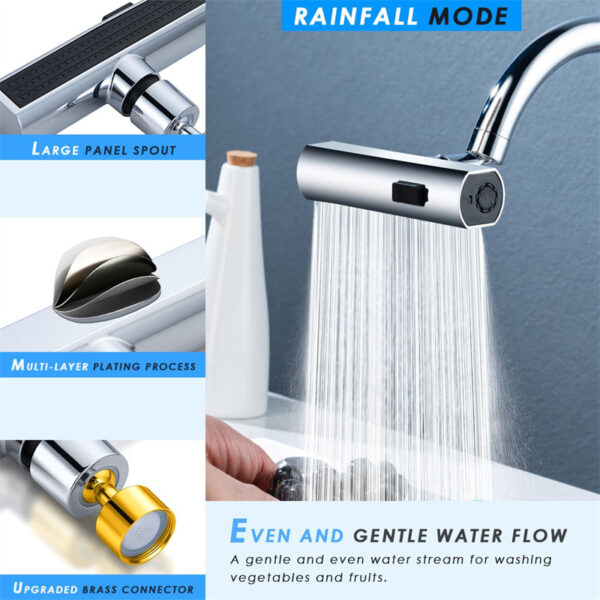 Waterfall Kitchen Faucet Nozzle – Universal Rotating, Splash-Proof & Multifunctional Extension - Image 2