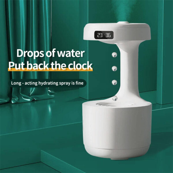 Bedroom Anti-Gravity Humidifier – Clock, Quiet Water Drop Aroma Diffuser & Large Capacity - Image 2