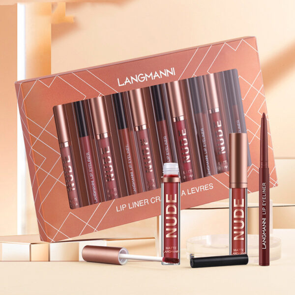 12-Piece Lip Makeup Set – Waterproof Matte Lipsticks & Lip Liner Pens